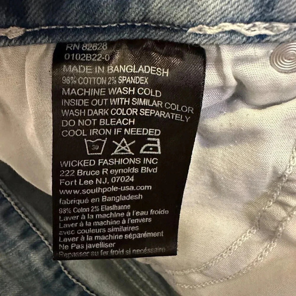 Southpole Flex The Movement Mens Distressed Light Wash Skinny Jeans Size 38 x 32 - Picture 9 of 9